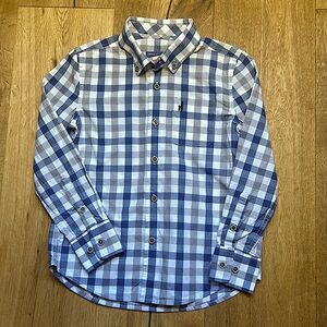 Johnnie-O grey/ blue check button down shirt size 6